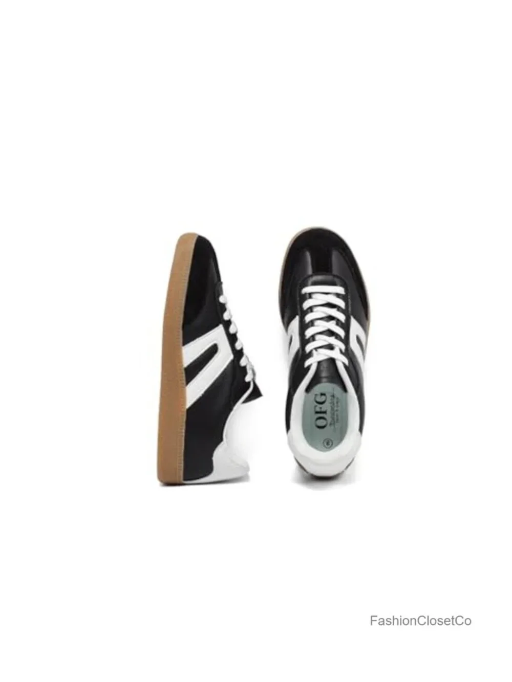 Lace Detail Retro Walking Shoes - Gum Sole Casual Tennis - Anti Slip Trainers